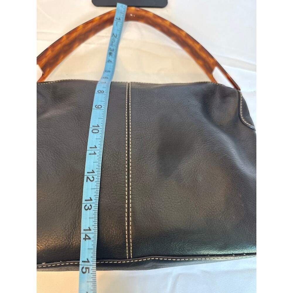 Vintage Adrienne Vittadini Leather Tortoise Top Handle Bag Purse Y2K - Picture 4 of 6